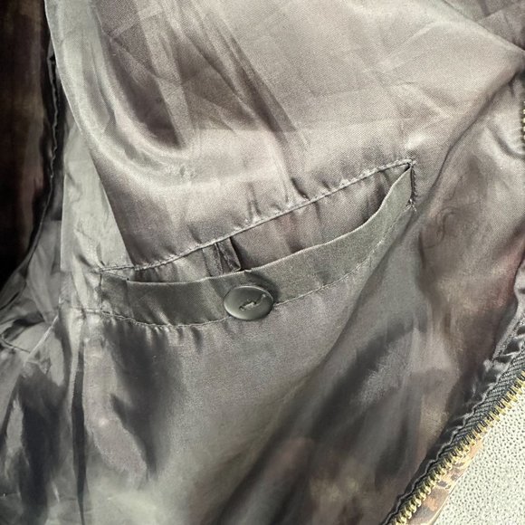 Anna And Frank Womens 100% Silk Quilted Brown Floral Zip Front Bomber Jacket L - Picture 9 of 13